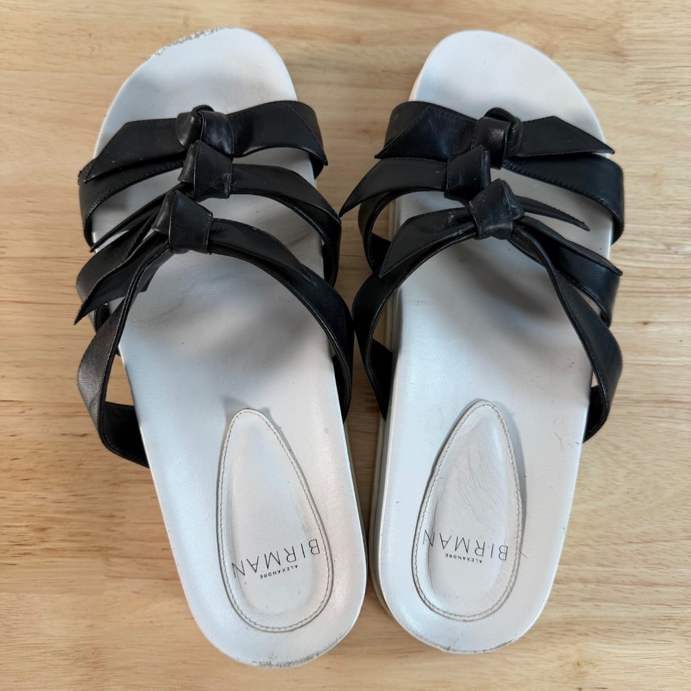 Alexandre Birman Lolita Slide Sandals Womens Black Leather Slip On Comfort - 7.5 - Picture 10 of 10